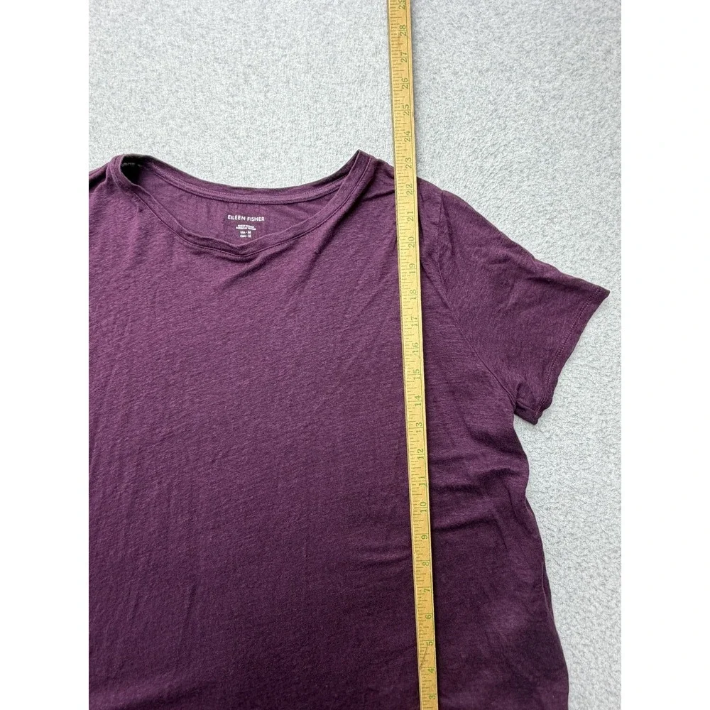 Eileen Fisher T-Shirt Womens Medium Purple Organic Linen Jersey Short Sleeve